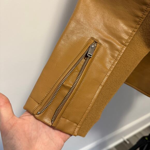 NWT Lane Bryant Brown Sugar Asymetrical Zip Faux Leather Moto Jacket 14/16 - Picture 11 of 14